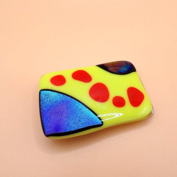 Eccentric Abstract Art Glass Neon Yellow Green Belt Custom Buckle